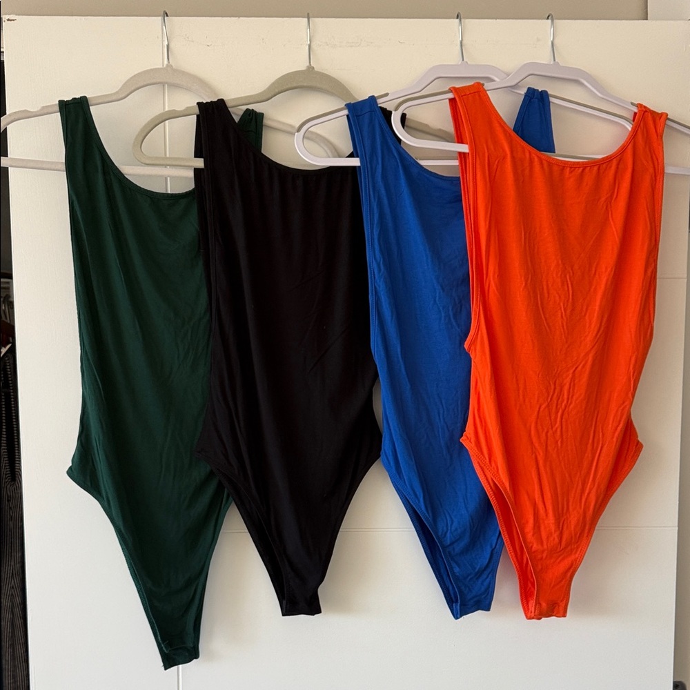 SHEIN Bodysuit Set in Green, Black, Blue, and Orange